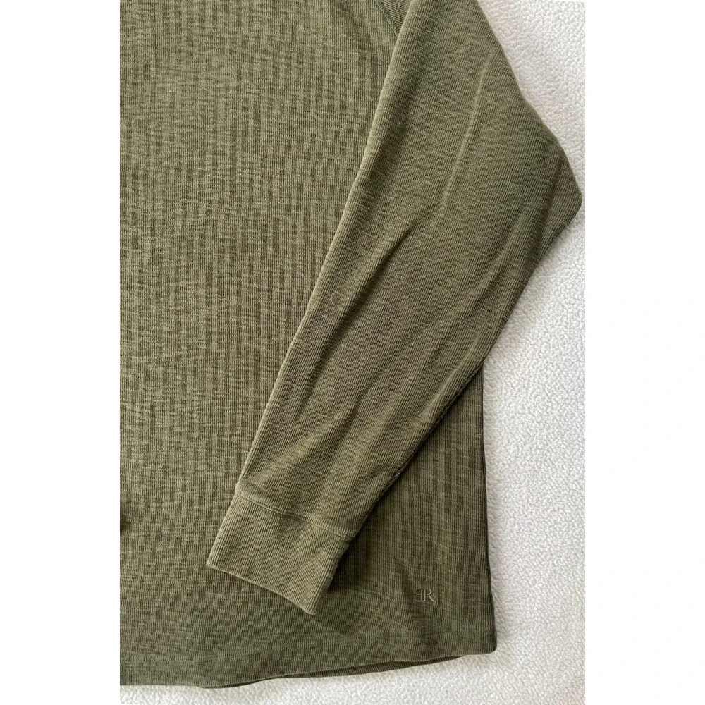 Banana Republic Mens Extra Large Sweatshirt Olive Green Slub Knit Raglan Sleeve